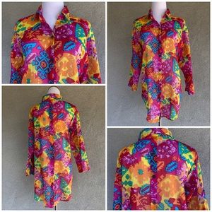 🔥5/$20🔥 “Bam Bam” Colorful Cotton Semi-Sheer Shirt